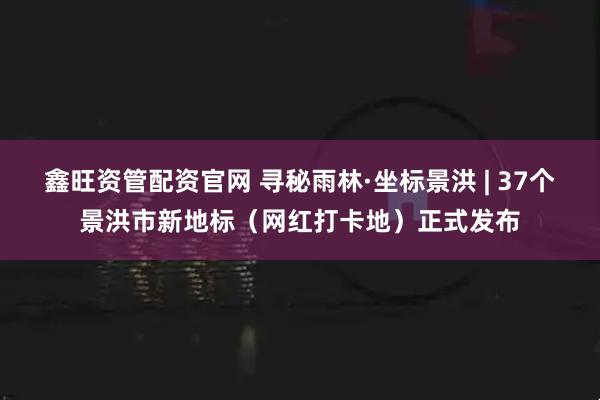 鑫旺资管配资官网 寻秘雨林·坐标景洪 | 37个景洪市新地标(网红打卡地)正式发布